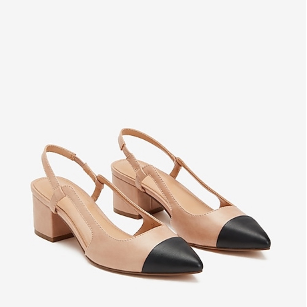 Toe Cap Slingback Block Heels